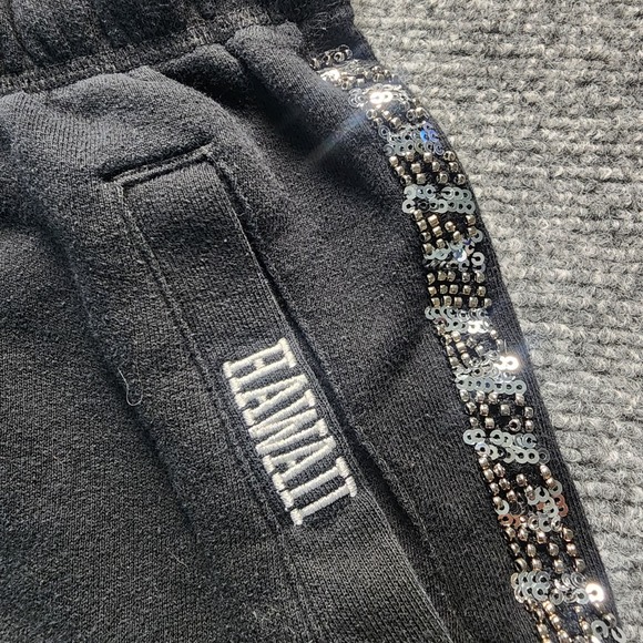 VICTORIAS SECRET PINK Shorts S Black‎ BLING Hawaii Rhinestone Sparkly Logo Y2K - Picture 2 of 9